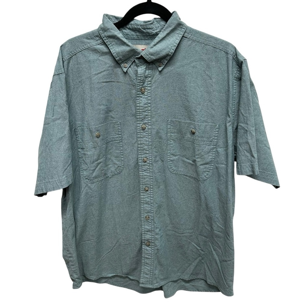 Wrangler rugged wear men’s button up shirt short sleeve size XL western workwear